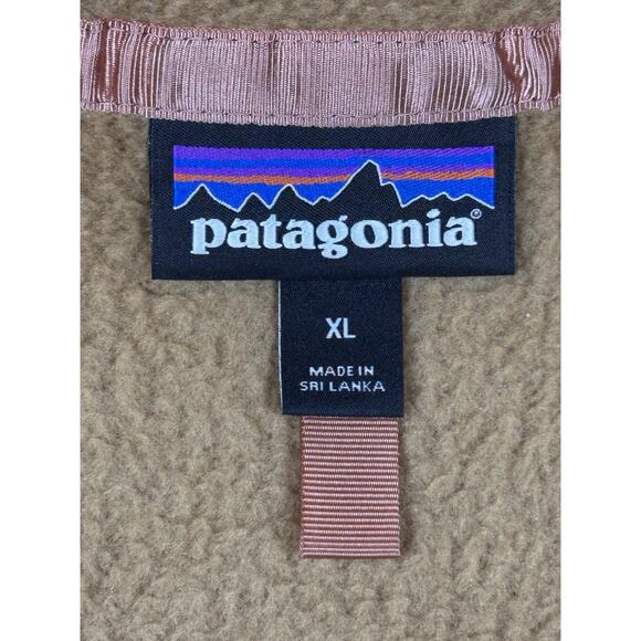 Patagonia Retro Pile Marsupial Nest Brown w/ Pink Zipper Puller Womens XL - Picture 8 of 10